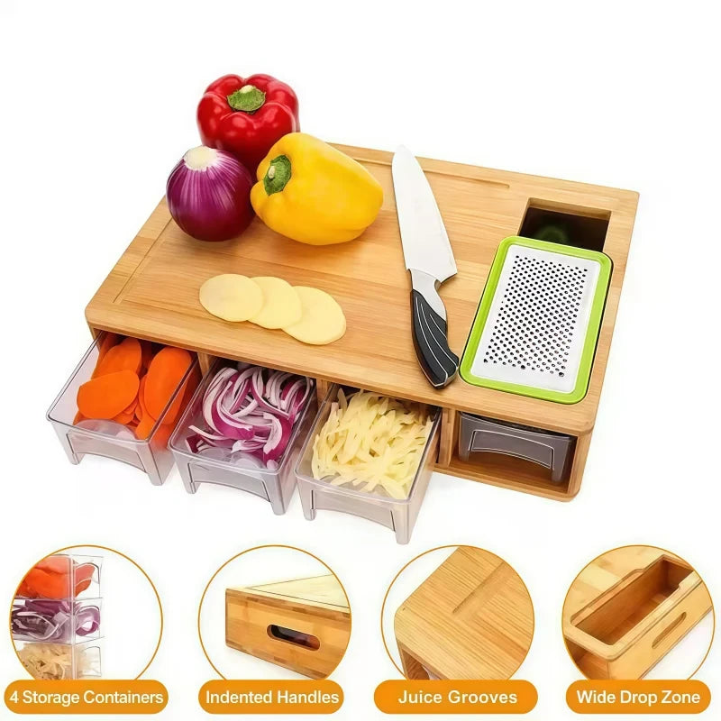 Solid Wood Multi-Section Chopping Board