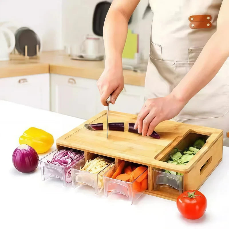Solid Wood Multi-Section Chopping Board