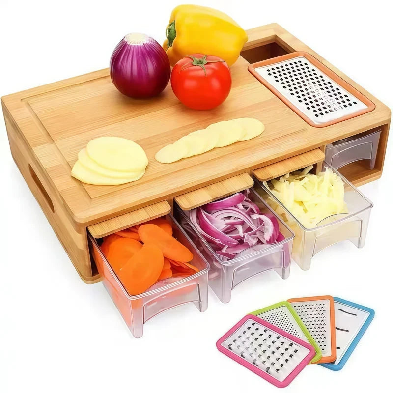 Solid Wood Multi-Section Chopping Board