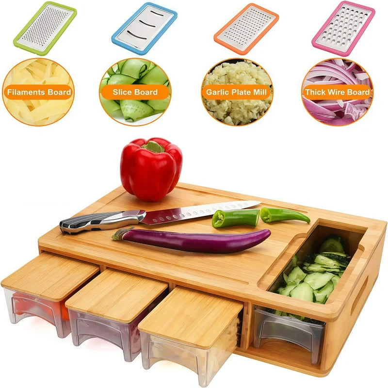 Solid Wood Multi-Section Chopping Board